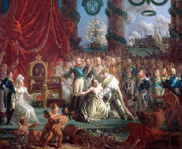 Louis-Philippe Crepin Louis XVIII relevant la France de ses ruines oil painting image